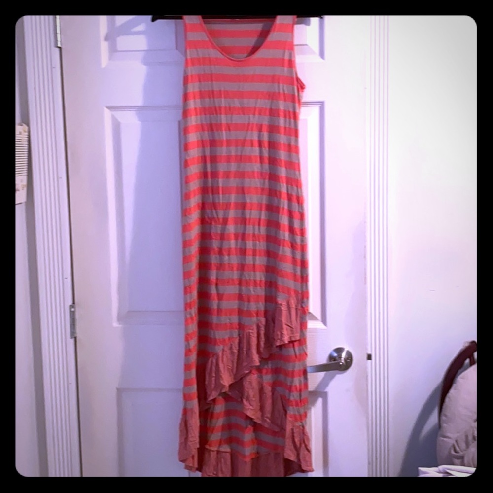 Long tank dress with ruffles at bottom